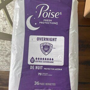 Poise Fresh Protection Overnight Pads 36 count NIP